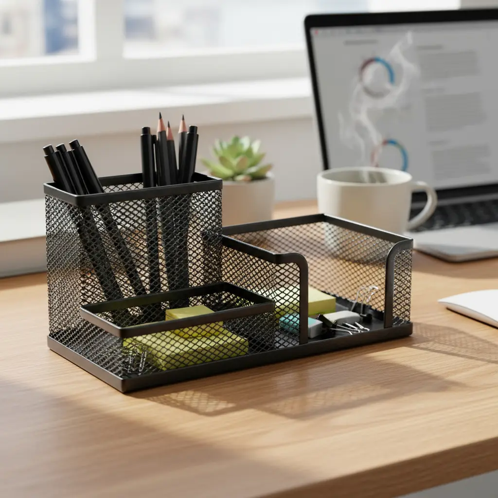 Canasta Organizador Porta Lápices Metal Rejilla Escritorio - Imagen 3