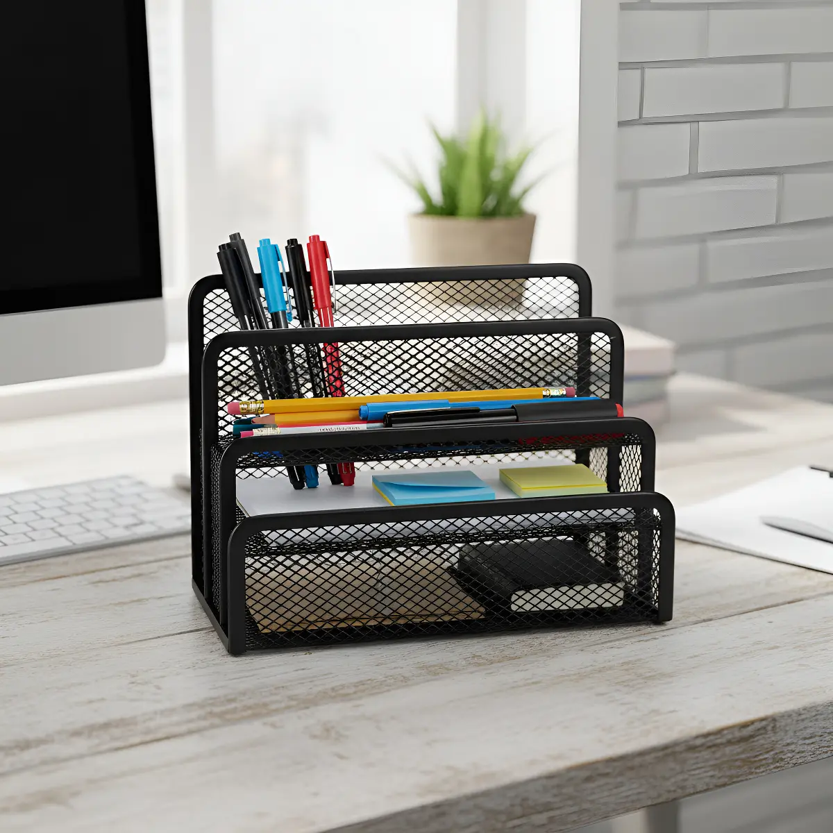 Organizador De Escritorio Rejilla Negro