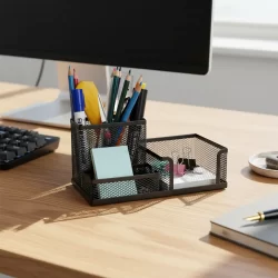 Canasta Organizador Porta Lápices Metal Rejilla Escritorio